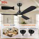 TCL 52" Black Waterproof Outdoor Ceiling Fan with Light & Remote