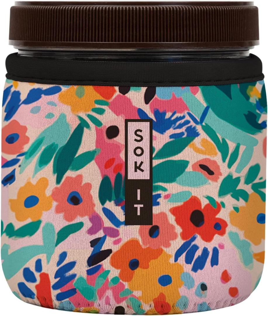 Sok It IceCreamSok Insulated Neoprene Cover (Abstract Floral, Straight Ice Cream Pints) (16oz Talenti Pint)