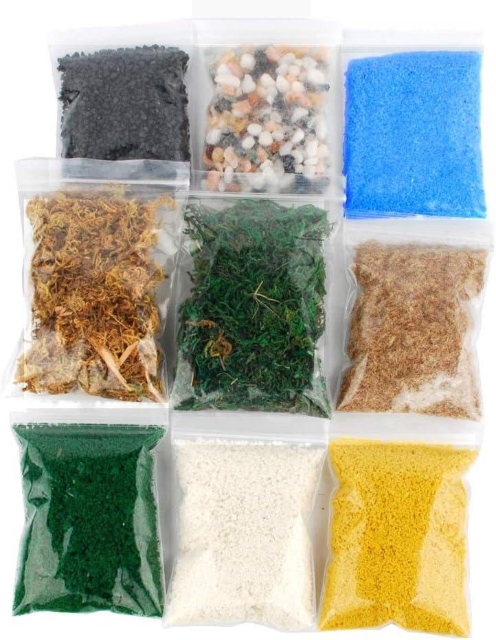 NWFashion 9 Bags Total 300Gram Scenery Basing Material KitStone,Snow,Grass,Moss Stick,River,Desert