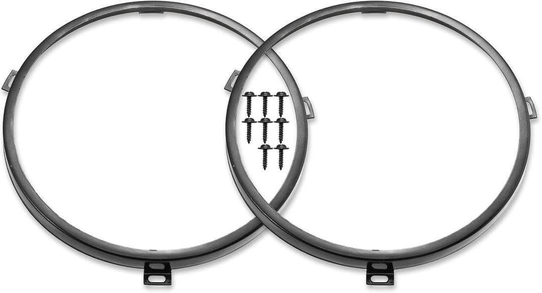 X AUTOHAUX 1 Pair 7 Inch Round Headlight Mounting Bracket Ring Headlamp Bracket Bezels Cover for Jeep Wrangler JK 2007-2017 Black