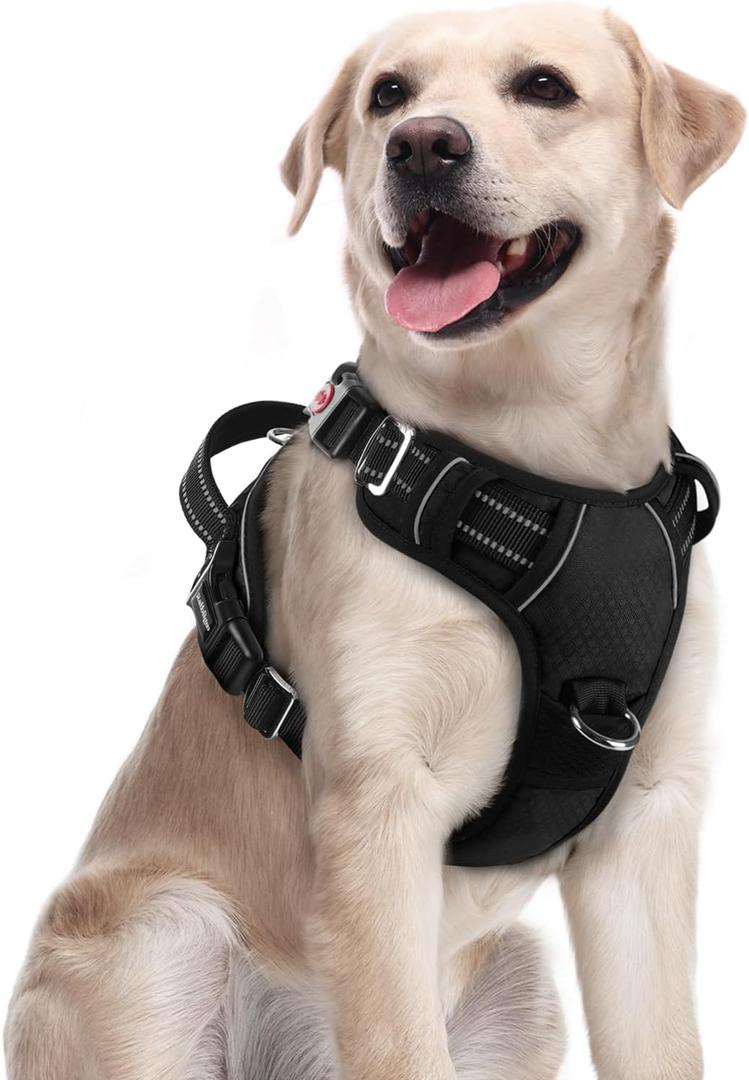rabbitgoo Dog Harness Medium Sized, No Pull Dog Vest with 3 Buckles, Adjustable Soft Padded Pet Harness with Easy Control Handle and Reflective Strips, Black, M rabbitgoo Dog Harness Medium Sized, No Pull Dog Vest with 3 Buckles, Adjustable Soft Padded Pet Harness with Easy Control Handle and Reflective Strips, Black, M