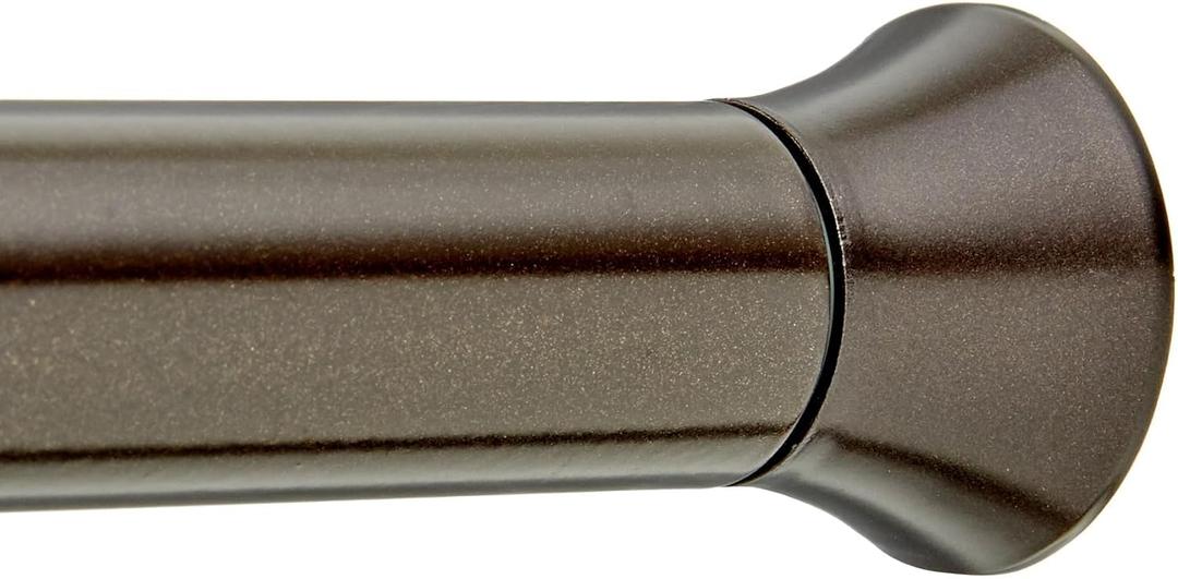 Amazon Basics No Drill Spring Tension Curtain Rod, Adjustable 36-54" Width, Bronze, Classic Finial