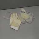 Fascinators Hat Clip Hat Wedding Cocktail Tea Party Headwear and Short Lace Bowknot Gloves for Women (Medium, Beige)