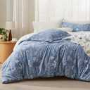 Bedsure Twin/Twin XL Comforter Set - Infinity Blue Comforter, Cute Floral Bedding Comforter Sets, Gifts for Woman, 2 Pieces, 1 Soft Reversible Botanical Flowers Comforter and 1 Pillow Sham