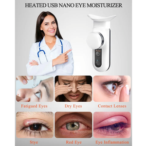 Heated USB Nano Eye Moisturizer & Soother - Portable Drops Steamer for Dry Eye, Rechargeable Electric Mist Sprayer With Warm Compress for Stye Relief, Home & Travel, Off White