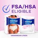 Always Discreet Incontinence Pads for Women with Bladder Leaks, Sensitive Skin Pads Moderate Absorbency, Regular Length, 57 Count