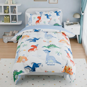 SANDJEST Dinosaurs Bedding Twin Set for Boys Kids Children, Ultra Soft Microfiber Comforter Set with 3-Pieces, Comforters Bed Sets Bedroom Decor