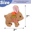 Hopearl Hopping Rabbit with LED Ears Carrot Backpack Interactive Plush Bunny Toy with Sounds Animated Walking Wiggle Light up Ears Twitch Nose Gift for Toddlers, Brown, 7''