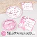 Grencian 96Pcs Pink Bow Bridal Shower Decorations Pink Bow Bride to Be Party Plates She's Tying The Knot Paper Tableware for Wedding Engagement Bride Groom Bachelorette Party Supplies, Serves 24