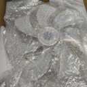 LEDIARY Caged Ceiling Fans with Lights, White Flush Mount Ceiling Fan with Remote&App, Small Low Profile Bladeless Ceiling Fan Light Fixture for Bedroom, Kitchen, Dining Room-White Gold Color (Medium)