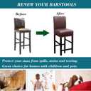HFCNMY Bar Stool Covers,4 Pack Stretch Waterproof PU Bar Stool Covers with Backs Bar Stool Chair Covers Barstool Covers Slipcovers with Back Pub Counter Stool Chair Covers Coffee