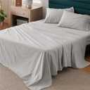 Bedsure 100% Cotton Percale Sheets King Size, King Size Sheets Set with Deep Pocket Up to 16 Inches, Breathable & Crirsp Soft, Bedsheet & Pillowcase Sets, 4 Pieces, Grey (08 - Silver Grey)