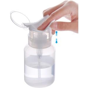 Biutee Cleaner Bottle Clear Bottle 1 PCS Push Down Empty Lockable Pump Dispenser Bottle for Nail Polish and Makeup Remover 200ml (1 PCS)