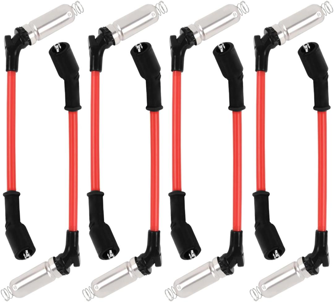 8PCS Spark Plug Wires Set Compatible with GMC Hummer Chevrolet Cadillac,Spark Plugs and Wires Replacement OEM#M8-48322,48322R