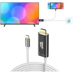 Upgraded Portable HDMI Adapter Compatible with Nintendo Switch 2017/OLED Only, USB C to HDMI Cable Replaces The Original Switch Dock for TV Screen Mirroring, Convenient for Travel, 4K HD, 2m, Black
