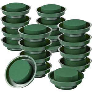 Maitys 16 Pieces Floral Foam with Bowl 4.7 Inch Green DIY Flower Arrangement Kit Round Wet Foam, Wedding Aisle Flowers, Party Decoration