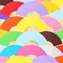 JOHOUSE 12 Packs Paper Folding Hand Fans, 8.3 Inch Multicolored Paper Fans Handheld Decorative Accessories for Wedding, Outdoor Rainbow Party Favors, Bridal Shower DIY Decoration Photography Props