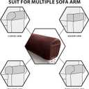ANARACHON Leather Look Couch Arm Covers Set of 2 Armrest Covers for Sofa Chair Arm Protectors Stretch Armchair Slipcovers with Pockets Washable Spandex Fabric (Medium, Burgundy)