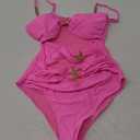 Wellwits Women's Beads Cutout Starfish Metal Decor One Piece Swimsuit Medium