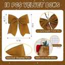 18Pcs Vintage Velvet Christmas Bow Decor - 6 Inch Cozy Rustic Ribbon Bow Ornaments for Christmas Tree, Wreaths, Garland, Gift Wrapping, DIY Crafts & Xmas Home Decoration (Khaki)