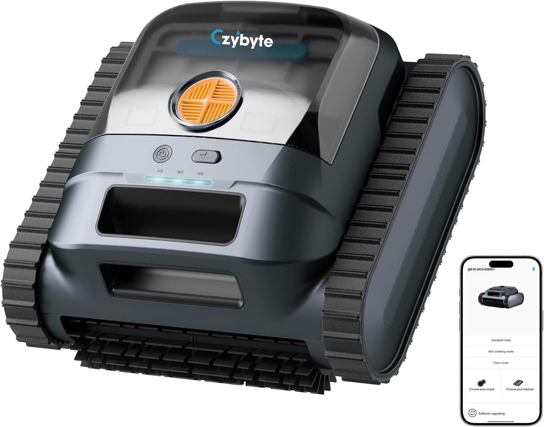 Cordless Robotic Pool Vacuum Cleaner, Intelligent Route Planning, Wall & Waterline Climbing, 120-Min Runtime, for Above Ground/Inground Pools up to 2000 sq. ft, APP Support, Orange and Black