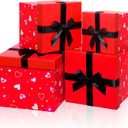 Epakh 4 Pcs Square Nesting Boxes Decorative Gift Boxes with Lids Black Red Hearts Assorted Sizes for Anniversary, Birthday, Wedding, Bridal Shower Party Gifts(Classic)