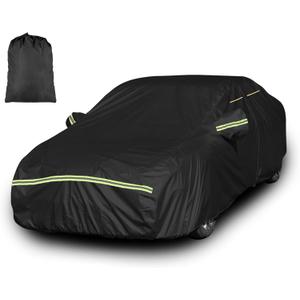 INSAUTO Heavy Duty Waterproof All-Weather Car Cover for Sedans (185193 Inches), Outdoor Full Car Cover with Door Zipper, Protects from Sun, Rain, Snow, Dust & UV (Black)