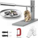 Stainless Steel Oyster Shucker Tool,Portable Oyster Shucking Knife,Easy to Use Oyster Knife,Oyster Opener Machine for Home Use,Including Two Oyster Shucking Knife,a pair of Glove and one G-Clamp.