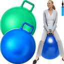 Lewtemi 2 Pcs 29 Inch Big Hopper Ball Jumping Hopping Inflatable Bouncing Ball with Handle and Air Pump for Adults Carnival Outdoor Sports Game(Blue, Green)