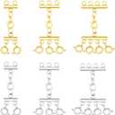 Multi Strand Necklace Layering Clasp, Necklace Layering Clasp 18K Gold and Silver Multi Strand Clasps for Stackable Necklaces (6pcs Golden Silvery)