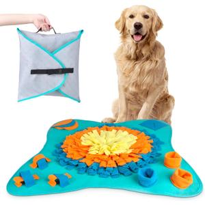 30" Dog Snuffle Mat - Interactive Dog Puzzle Toys for Enrichment - Large Slow Feeder Foraging Mat for Brain Games & Nosework Training - Washable Pet Sniff Mat with Easy to Carry Handle