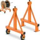 Portable Wire Spool Rack Cable Caddy - Steel Dispenser Holder With Wheels for up to 28" Diameter Spools, 220 Lbs Capacity (Orange)