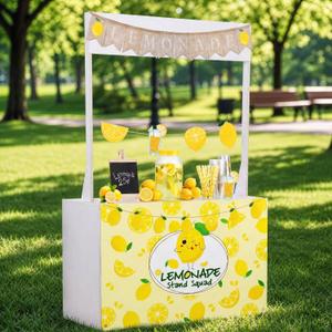Novabright Wooden Lemonade Stand Kit 59 31.5 Inches White Lemon Stand with 2 Lemon Banners Durable Wooden Market Stall for Lemonade Supply Events & Small Business Display
