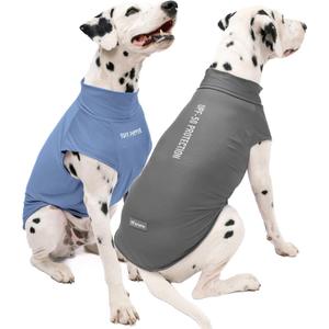 Tuff Pupper Sun Blocking Shirts for Dogs | 2 Per Pack | UPF 50+ UV Proction | Lightweight Breathable Fabric | Quick Dry Stretch | Reflective Print | Summer Shirt for Large Dogs (Lite Grey/Blue, XXL)