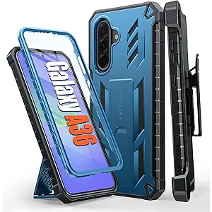 FNTCASE for Samsung Galaxy A36-5G Case: for Galaxy A56-5G Case Military Grade Rugged Cell Phone Cover with Kickstand & Belt Clip Holster Shockproof TPU Protection Bumper Heavy Duty Protector (Blue)