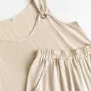 HVT Women's 2 Piece Outfit O-Ring Strap Tank Top Shorts Set Loose Fit Casual Lightweight Matching Set for Daily & Beach (Beige, XXL)