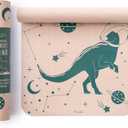 Myga Silk Print Kids Yoga Mat,Non-Slip Yoga Mat for Childrens Exercise, Fitness, Yoga and Mindfulness Lightweight, Easy Clean Play Mat for Girls and Boys (Dino)