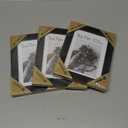 5x7 Picture Frame 3 Pack - Black Woodgrain, Solid Wood & HD Tempered Glass, Table Display or Wall Hanging