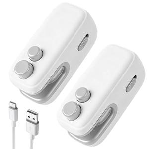 2PCS Mini Bag Sealer, Upgraded 2 in 1 Heat Sealer&Cutter, Rechargeable Mini Bags Sealer Portable Resealer Machine for Snacks, Chips, Vegetables to Keep Food Fresh(White+White)