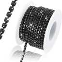 10 Yards 3 MM Rhinestone Chain Trim Crystal Rhinestone Close Chain Trim for Sewing Crafts, DIY Decoration, Jewelry, Clothing, Shoes (Black)