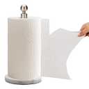 Paper Towel Holder Countertop, Standing Paper Towel Roll Holder for Kitchen Bathroom, with Weighted Base for One-Handed Operation (Marble Base, Brushed Nickel)