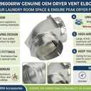 Whirlpool 4396006RW Genuine OEM Dryer Vent Elbow Connector, 90-Degree Close-Turn Space-Saver, 4-Inch Diameter, Aluminum Dryer Accessory (Replaces 4396006)