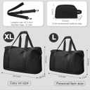 Expandable Travel Duffle Bags Weekender Overnight Bags for Women Men Hospital Bag for Women Labor Delivery with Toiletry Bag Waterproof, Blac