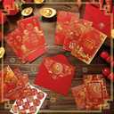 Motiskyy 144pcs/48set Happy Chinese New Year Cards with Red Envelopes Bulk Lunar Year of The Horse 2026 7.87 x 5.91 Inch Greeting Cards with Envelopes and Stickers Chinese Hong Bao Gifts