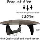 Honyee Morden Coffee Table, 42.5" x 28.5" x 16.1" Triangle Tempered Glass Top for Living Room, Color: Black