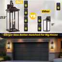 23 Extra Large 3-Light Oil Rubbed Bronze Outdoor Light Fixtures 2 Pack, IP65 Waterproof Vintage Outside Lights for House Brown Front Porch Light Lanterns Exterior Coach Lights, E12, 2-Pack/No Sensor