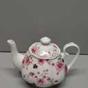 BTaT- Floral Tea Pot with Gift Box, 38 oz, White with Pink Roses & Gold Trim, Porcelain Teapot Ceramic, Dishwasher Safe, Mothers Day Gift