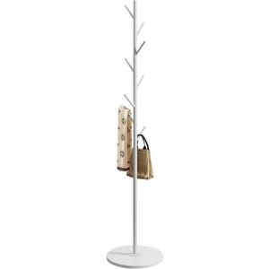 Tenkovic Metal Coat Rack Stand with Marble Base, Coat Rack Freestanding, Easy to Assemble and Sturdy Bionic Hall Tree with 8 Hooks for Home Entry-way Hat Hanger Organizer (white)