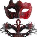 Masquerade Mask for Couples, Mardi Gras Mask for Women & Men