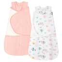 ZIGJOY Sleep Sack Swaddle 1.0 Tog Baby Wearable Blanket 100% Cotton Baby Swaddle Blanket for Newborns 0-6 Months Ocean&Pink (S)